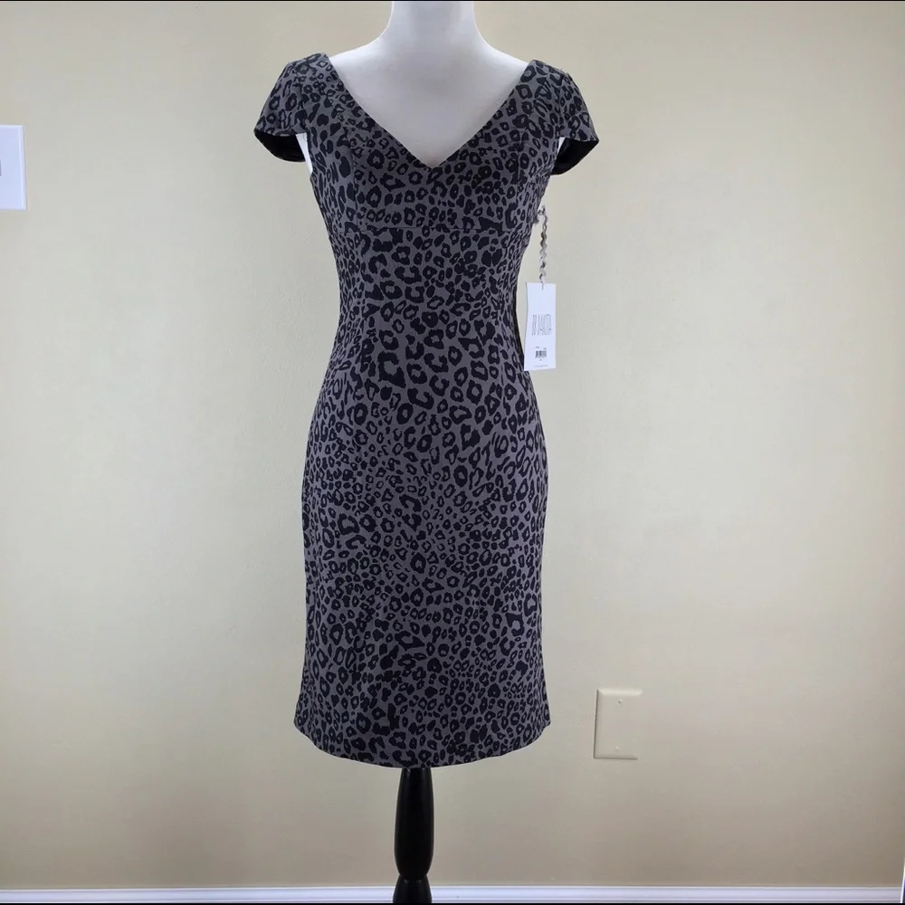 🌸NWT! BB Dakota Grey Leopard Print Bodycon Dress - Picture 2 of 4